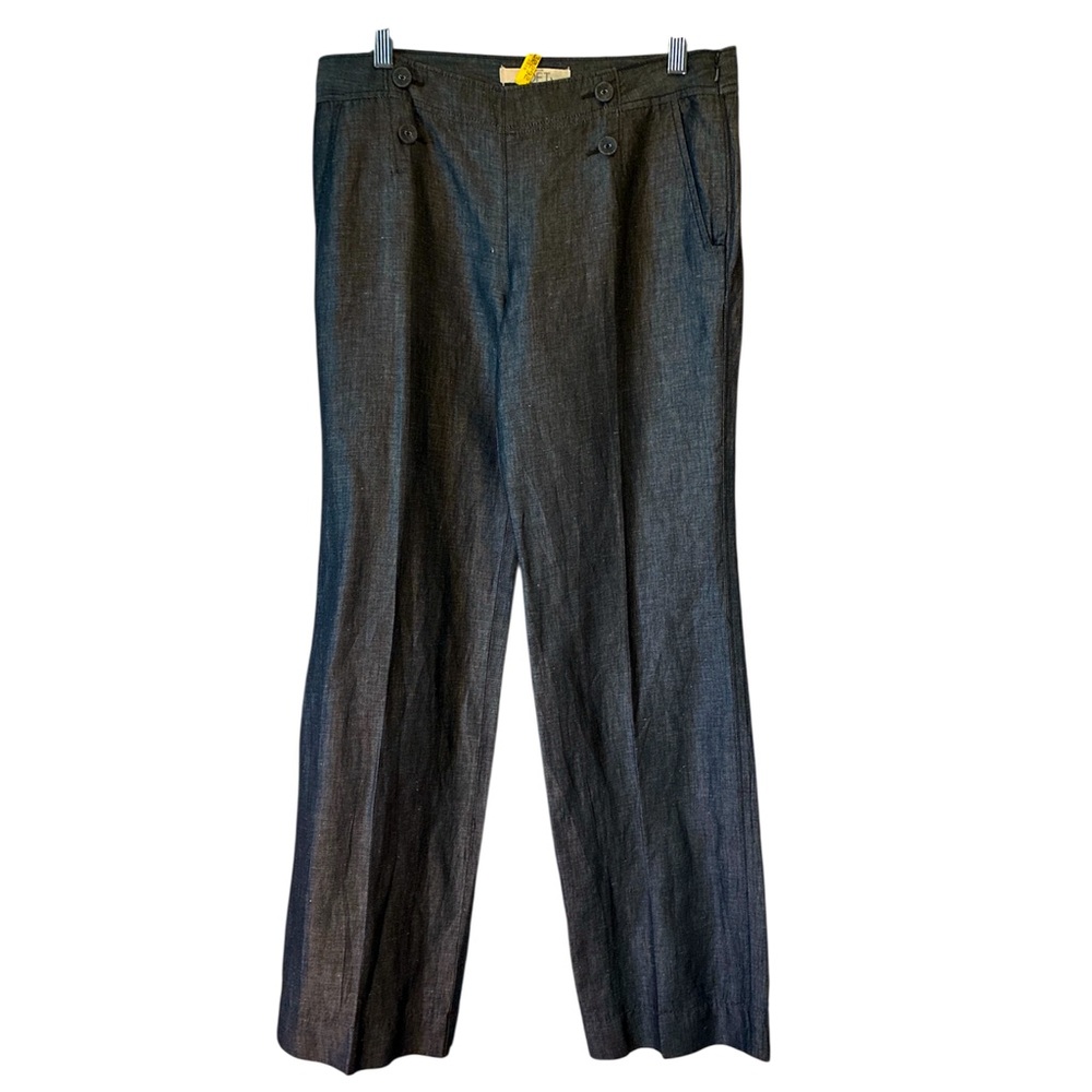 LOFT Linen Blend Pants Side Zip Pockets Career Professional Polished Blue Size 4